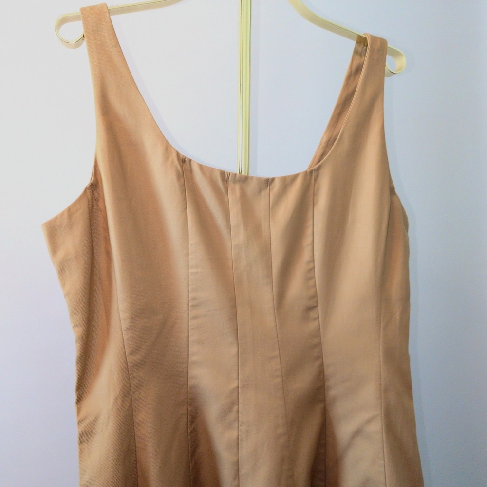 NWT Banana Republic Twill Dress Women 14 Khaki Fit Flare‎ Tailored Knee Length - Picture 3 of 14